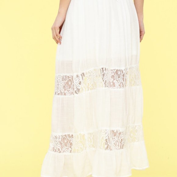 White Lace Detail Maxi Skirt - Picture 4 of 7